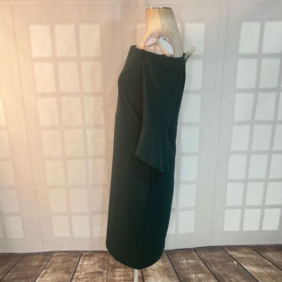 🔥🔥5 for $25🔥🔥H&M green off the shoulder bell sleeve cocktail party sheath dress - Picture 7 of 11